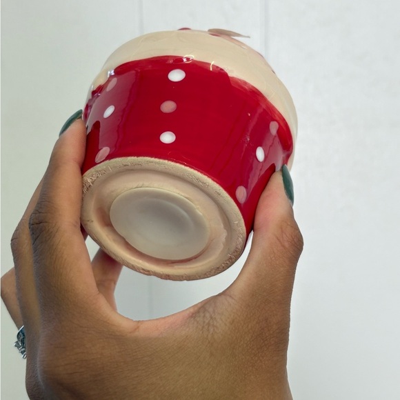 Vintage Red and Cream Polka Dot Cupcake Ceramic Decor - Picture 2 of 3